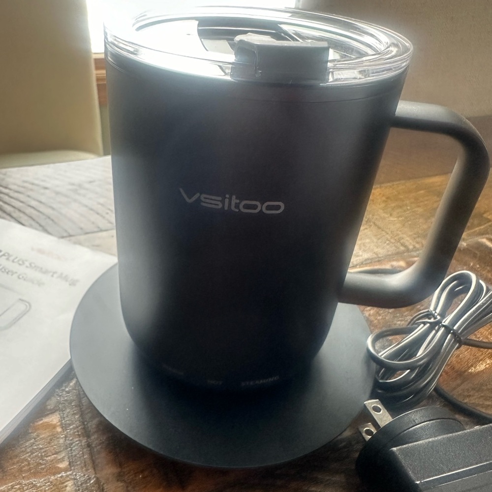 Vsihoo Black Smart Mug with Charger